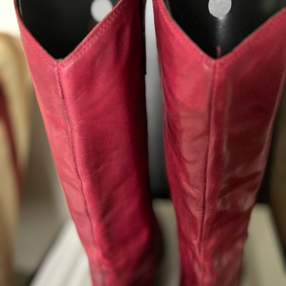 FRANCO SARTO WALINDA NWOT AUTHENTIC OXBLOOD RED SOFT LEATHER WESTERN BOOTS - Picture 13 of 16
